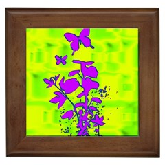 Butterfly Green Framed Ceramic Tile