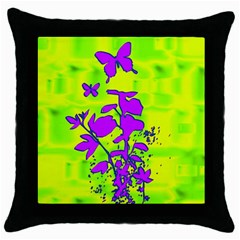 Butterfly Green Black Throw Pillow Case