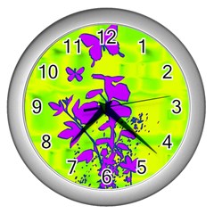 Butterfly Green Wall Clock (silver)