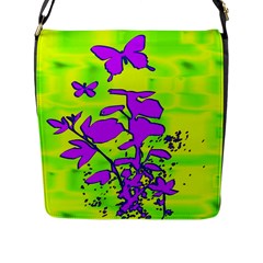 Butterfly Green Flap Closure Messenger Bag (large)