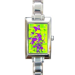 Butterfly Green Rectangular Italian Charm Watch