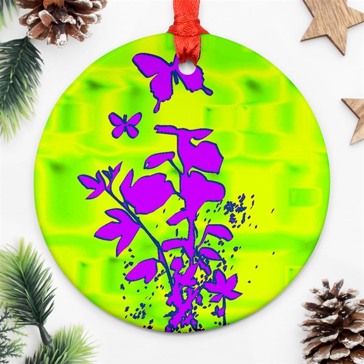 Butterfly Green Round Ornament