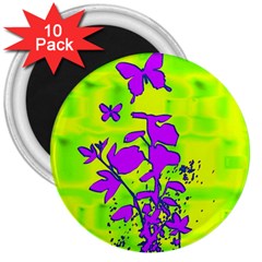 Butterfly Green 3  Button Magnet (10 Pack)