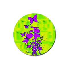 Butterfly Green Drink Coaster (round) by uniquedesignsbycassie