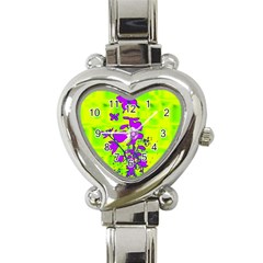 Butterfly Green Heart Italian Charm Watch 