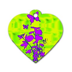 Butterfly Green Dog Tag Heart (one Sided) 