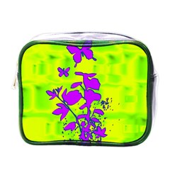 Butterfly Green Mini Travel Toiletry Bag (one Side)