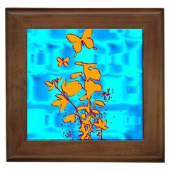 Butterfly Blue Framed Ceramic Tile by uniquedesignsbycassie