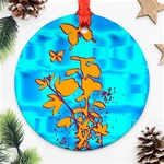 Butterfly Blue Round Ornament Front