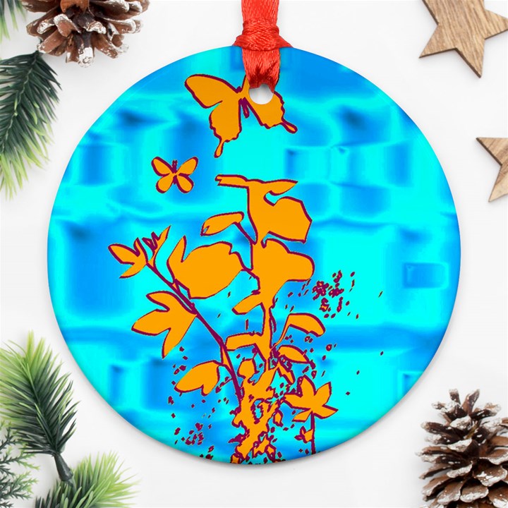 Butterfly Blue Round Ornament