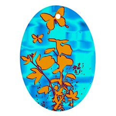 Butterfly Blue Oval Ornament