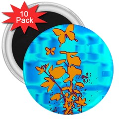 Butterfly Blue 3  Button Magnet (10 Pack)