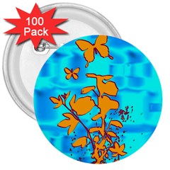 Butterfly Blue 3  Button (100 Pack)