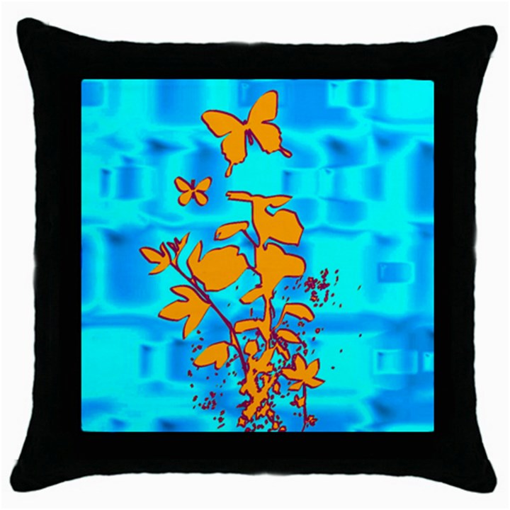 Butterfly Blue Black Throw Pillow Case