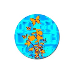 Butterfly Blue Magnet 3  (round)