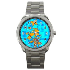 Butterfly Blue Sport Metal Watch