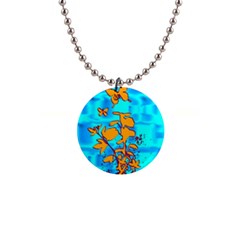 Butterfly Blue Button Necklace by uniquedesignsbycassie