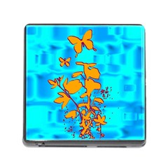 Butterfly Blue Memory Card Reader With Storage (square)