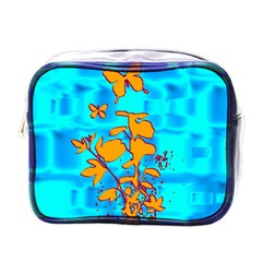 Butterfly Blue Mini Travel Toiletry Bag (one Side)