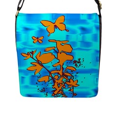 Butterfly Blue Flap Closure Messenger Bag (large)