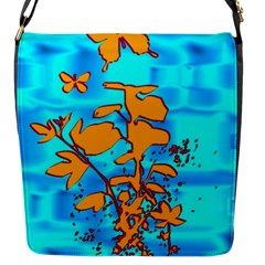 Butterfly Blue Flap Closure Messenger Bag (small)