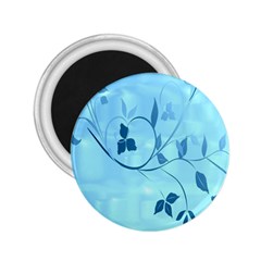 Floral Blue 2 25  Button Magnet