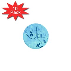 Floral Blue 1  Mini Button (10 Pack)