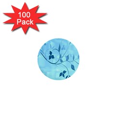 Floral Blue 1  Mini Button (100 Pack)