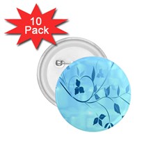 Floral Blue 1 75  Button (10 Pack)