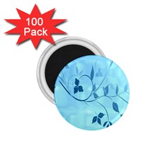 Floral Blue 1 75  Button Magnet (100 Pack)