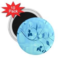 Floral Blue 2 25  Button Magnet (10 Pack)