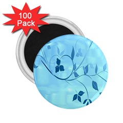 Floral Blue 2 25  Button Magnet (100 Pack)