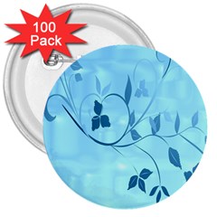 Floral Blue 3  Button (100 Pack)