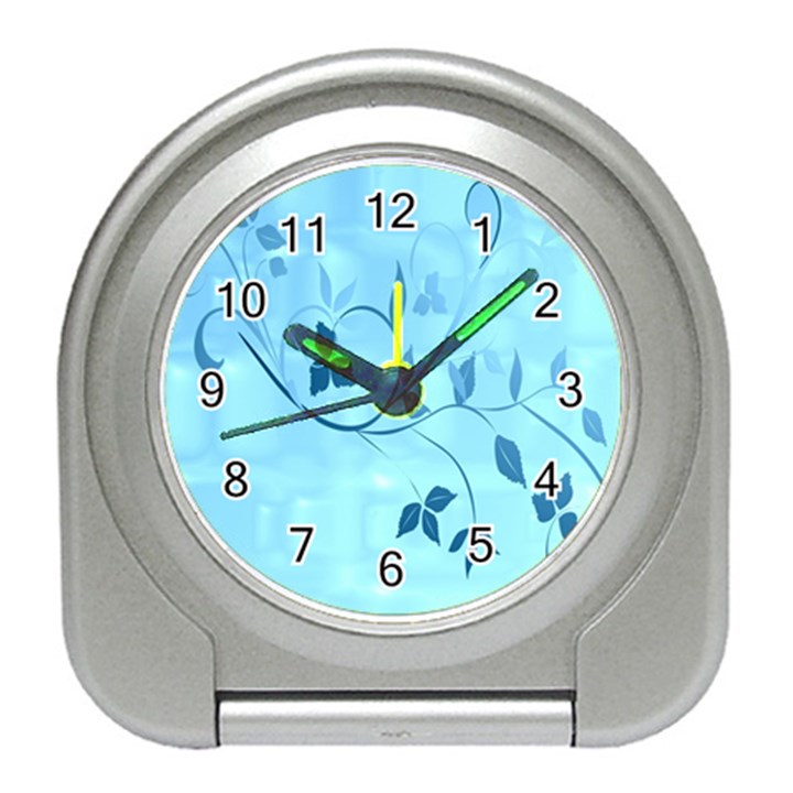 Floral Blue Desk Alarm Clock