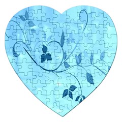 Floral Blue Jigsaw Puzzle (heart) by uniquedesignsbycassie