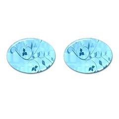 Floral Blue Cufflinks (oval)