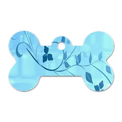 Floral Blue Dog Tag Bone (one Sided)