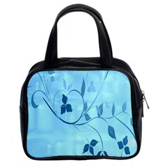 Floral Blue Classic Handbag (two Sides)