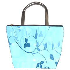 Floral Blue Bucket Handbag