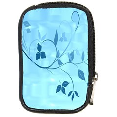 Floral Blue Compact Camera Leather Case