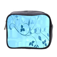 Floral Blue Mini Travel Toiletry Bag (two Sides)