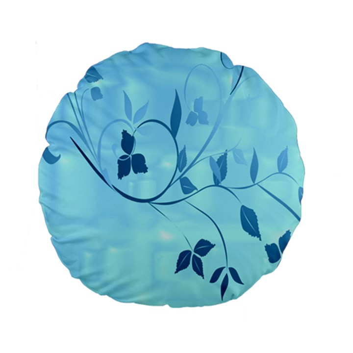 Floral Blue 15  Premium Round Cushion 