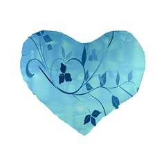 Floral Blue 16  Premium Heart Shape Cushion 