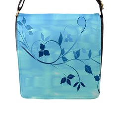 Floral Blue Flap Closure Messenger Bag (large)