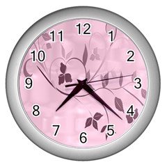 Floral Purple Wall Clock (silver)