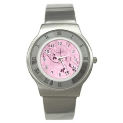 Floral Purple Stainless Steel Watch (slim)