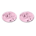 Floral Purple Cufflinks (Oval) Front(Pair)