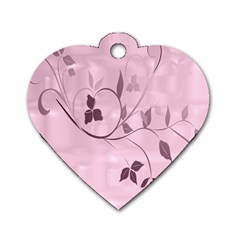 Floral Purple Dog Tag Heart (two Sided)