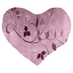 Floral Purple 19  Premium Heart Shape Cushion