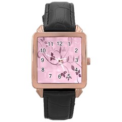 Floral Purple Rose Gold Leather Watch  by uniquedesignsbycassie